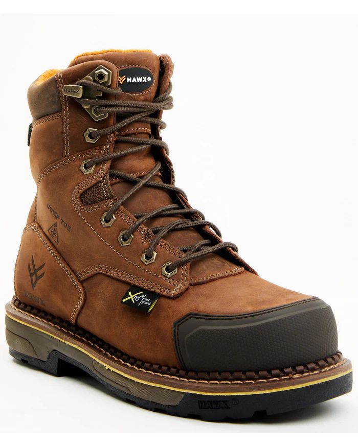 Hawx | Men's 8" Crew Chief Internal Internal Met Guard Work Boots - Composite Toe | Brown