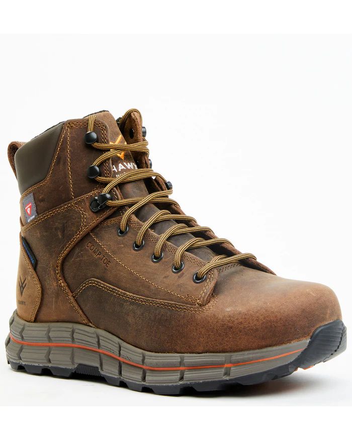 Hawx | Men's 6" Insulated Lace-Up Waterproof Work Boots - Composite Toe | Brown