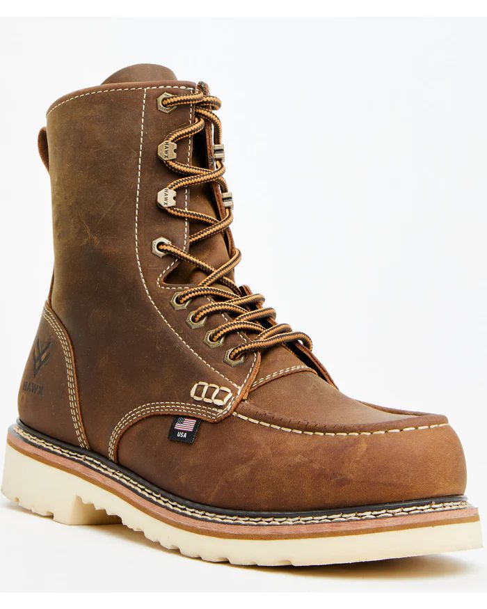 Hawx | Men's 8" USA Redesigned Work Boots - Composite Toe | Brown