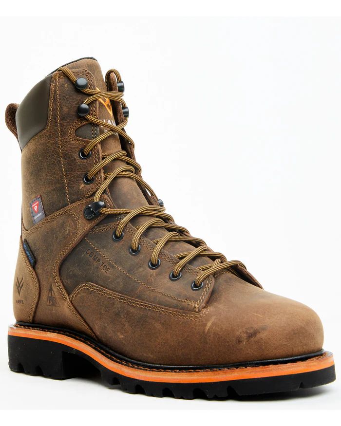 Hawx | Men's 8" Insulated Lace-Up Waterproof Work Boots - Composite Toe | Brown