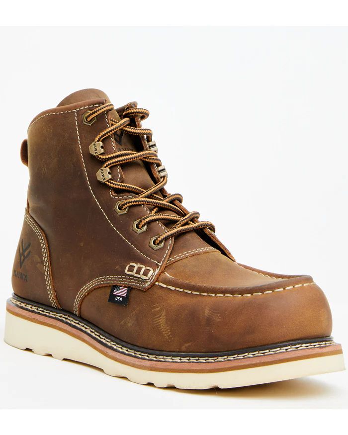 Hawx | Men's 6" USA Wedge Redesigned Work Boots - Composite Toe | Dark Brown