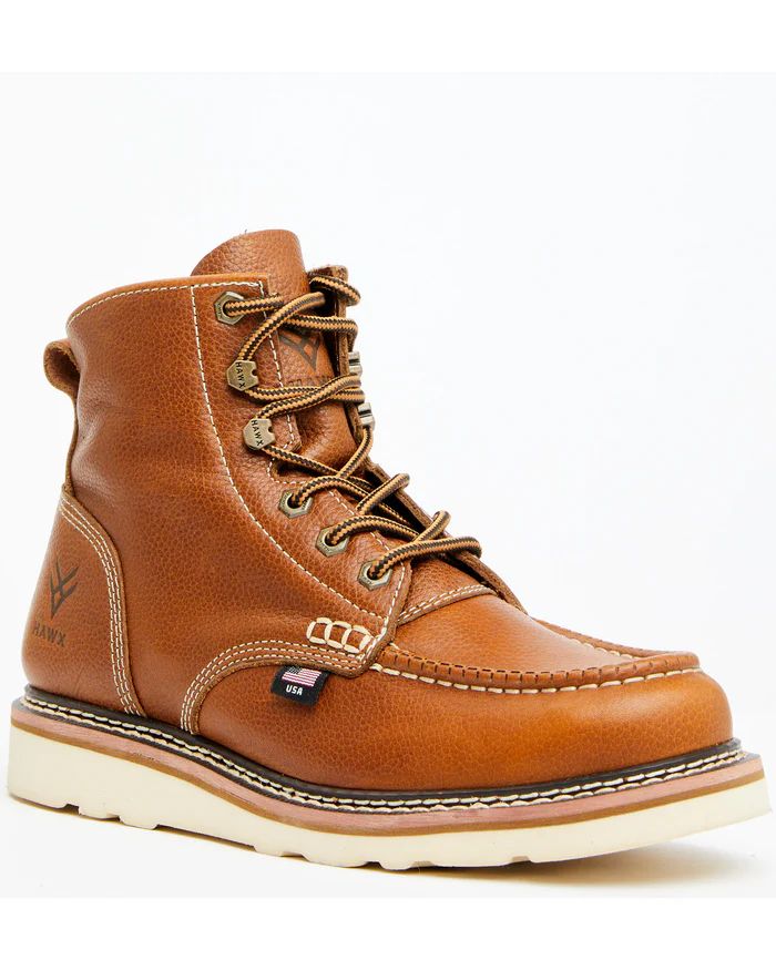 Hawx | Men's 6" USA Pitstop Wedge Redesigned Work Boots - Soft Toe | Brown