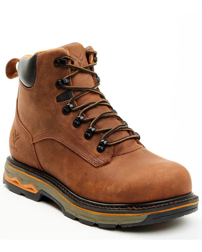 Hawx | Men's 6" Enduro Lace-Up Work Boots - Soft Toe | Dark Brown