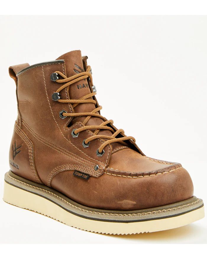 Hawx | Men's 6" Lace-Up Work Boots - Composite Toe | Brown