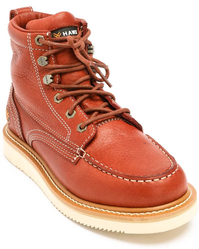 Hawx | Men's 6" Grade Work Boots - Moc Toe | Red
